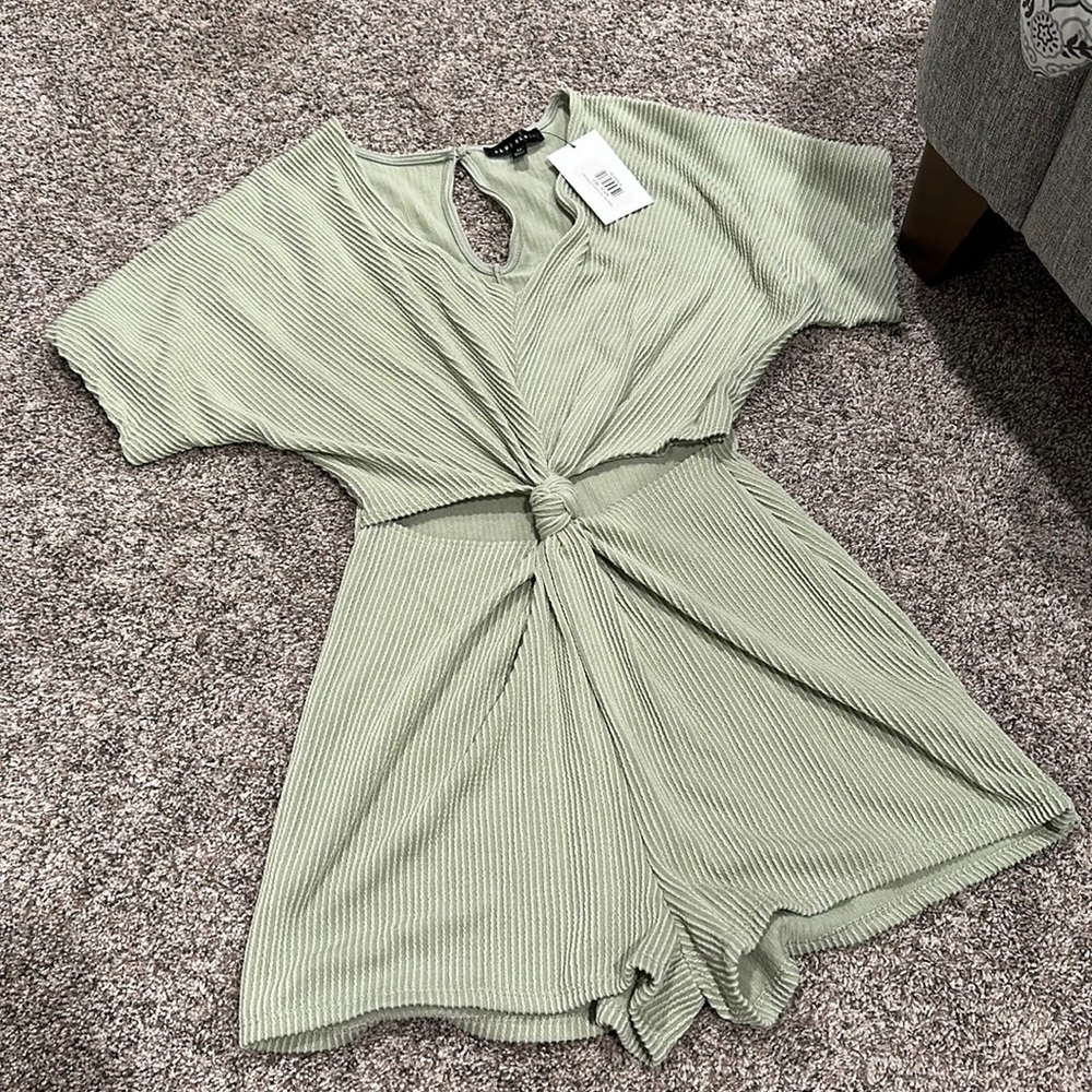 Light green shorts romper
